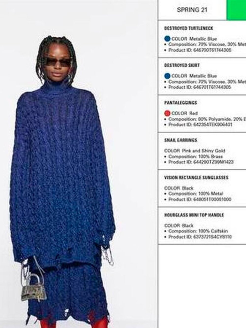 Balenciaga Destroyed midi Skirt in Metallic Blue